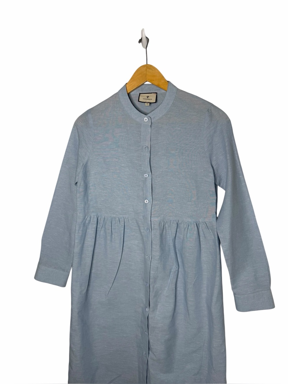 Tuckernuck Blue Linen Blend Button Front Maxi Dress XS/ Small - Picture 4 of 8
